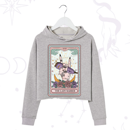 Purplehecate The Lady Barber Tarot Card Crop Hoodie