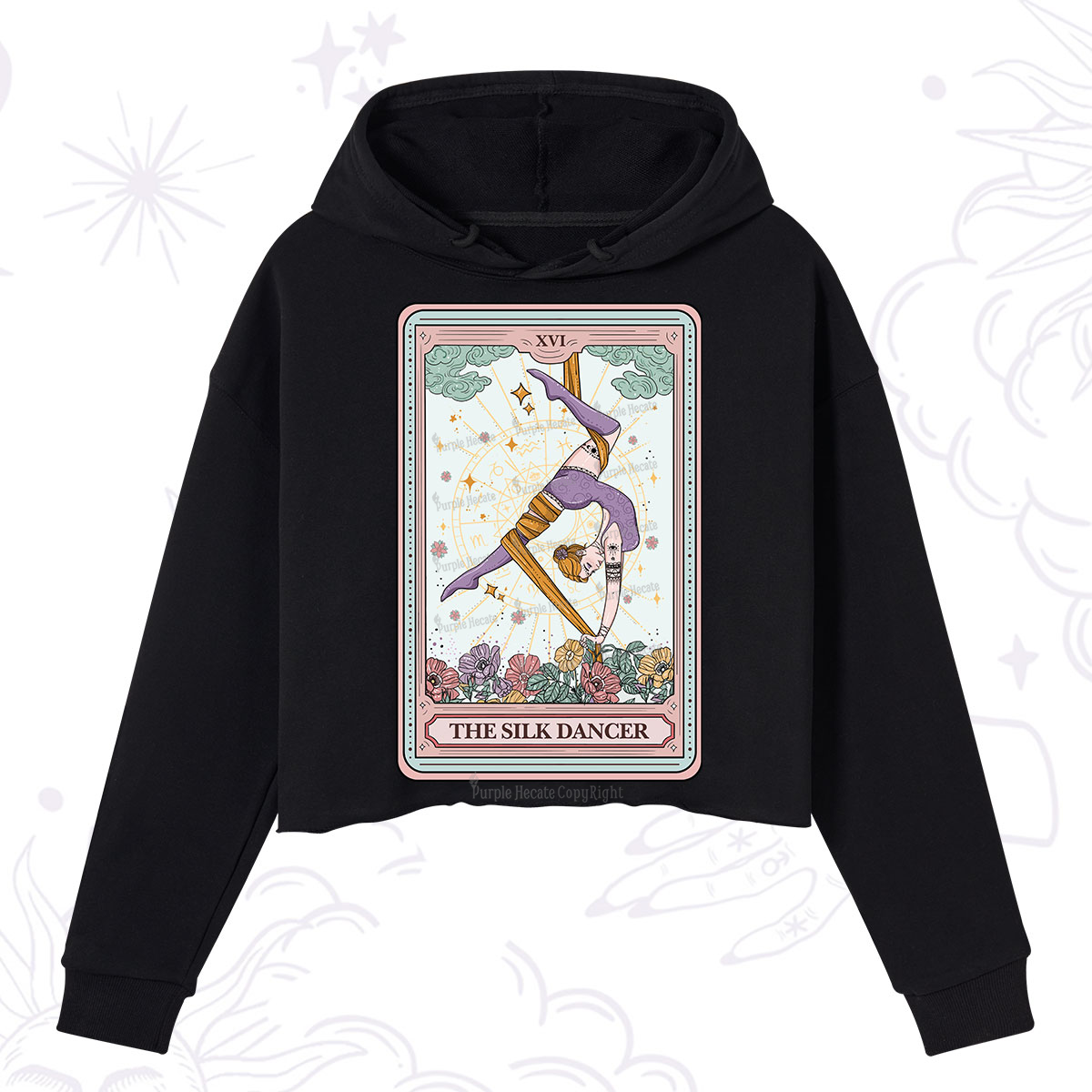 Purplehecate The Aerial Hoop Star Tarot Card Crop Hoodie