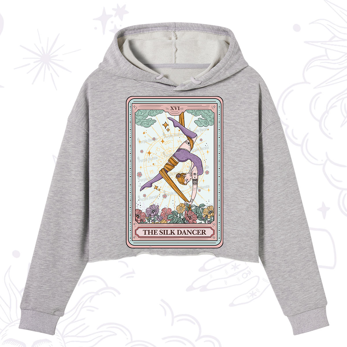 Purplehecate The Aerial Hoop Star Tarot Card Crop Hoodie