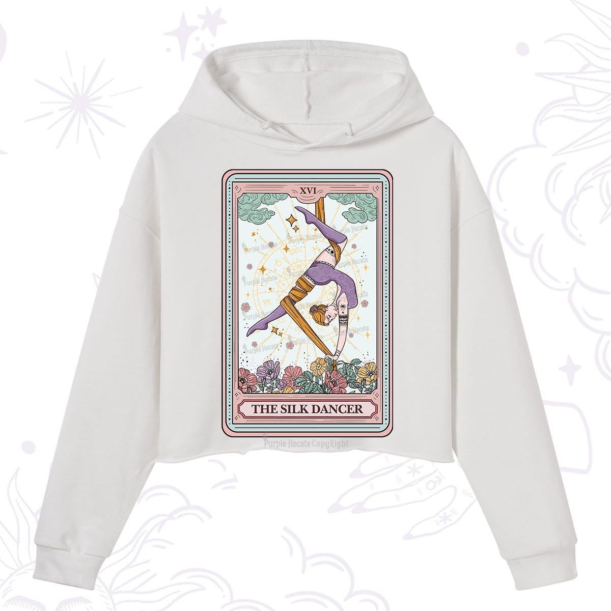 Purplehecate The Aerial Hoop Star Tarot Card Crop Hoodie