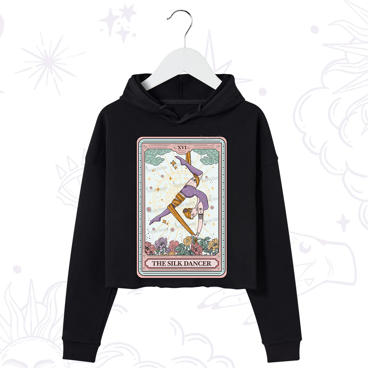 Purplehecate The Aerial Hoop Star Tarot Card Crop Hoodie