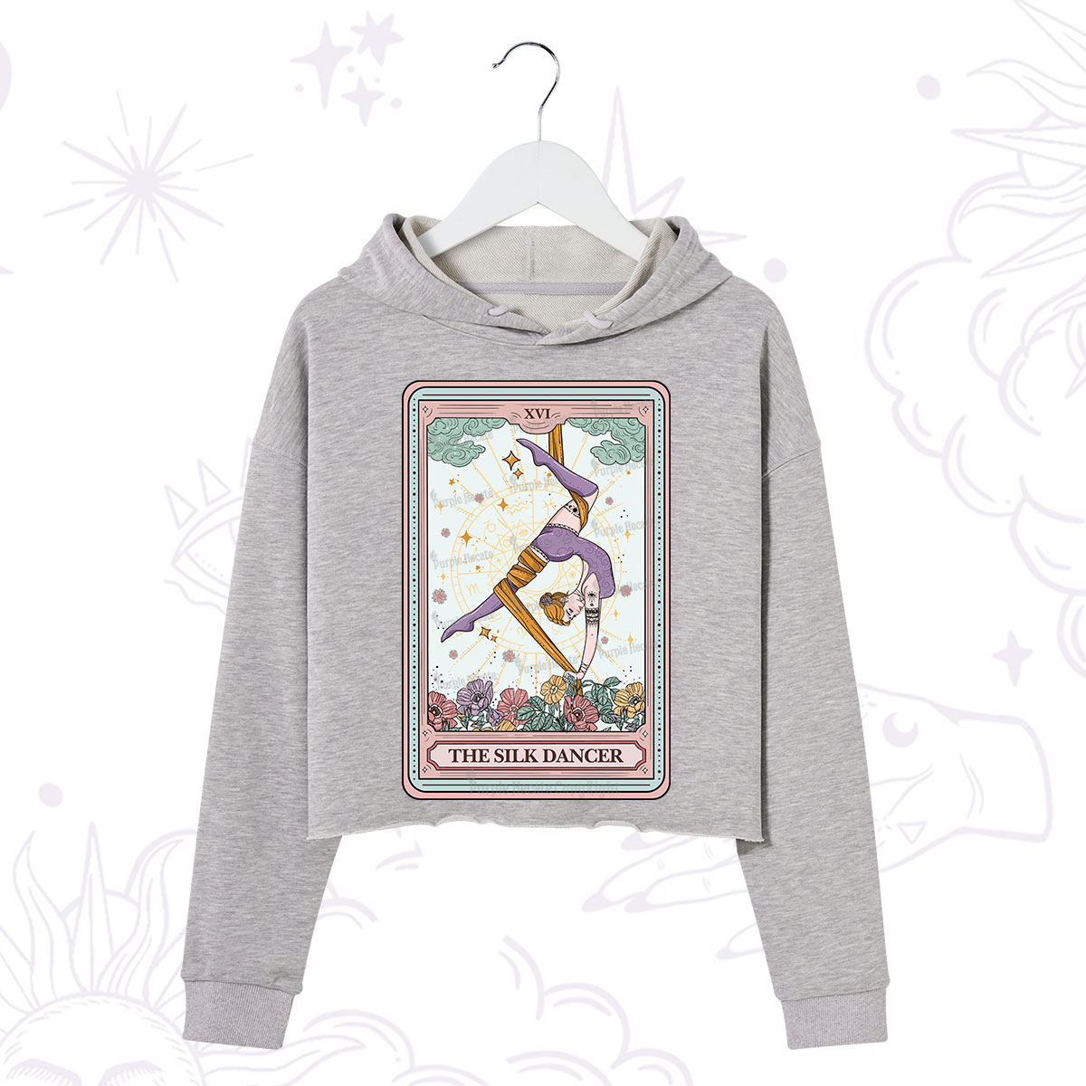 Purplehecate The Aerial Hoop Star Tarot Card Crop Hoodie