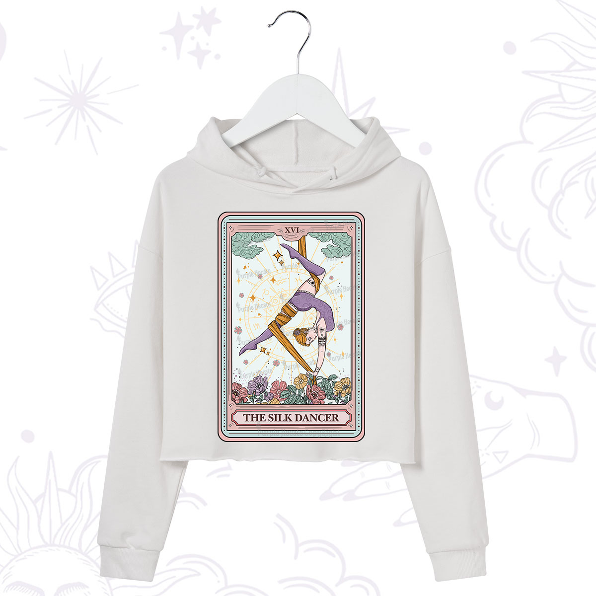 Purplehecate The Aerial Hoop Star Tarot Card Crop Hoodie