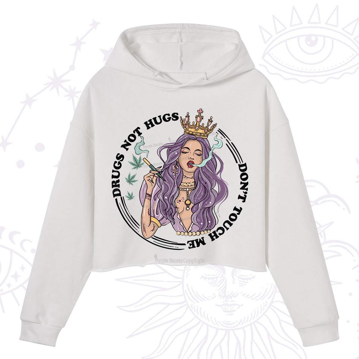 Purplehecate Weed Be Sarcastic Crop Hoodie
