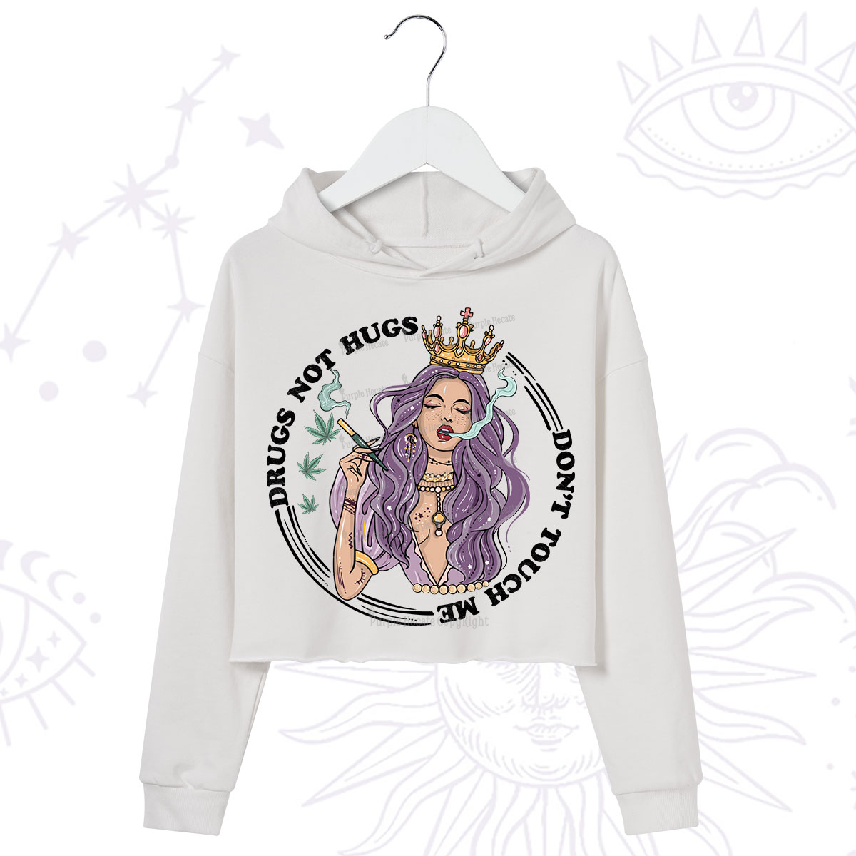 Purplehecate Weed Be Sarcastic Crop Hoodie