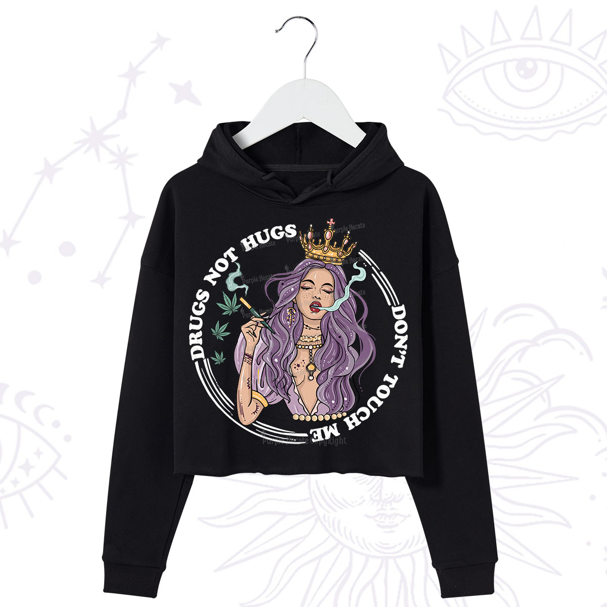 Purplehecate Weed Be Sarcastic Crop Hoodie