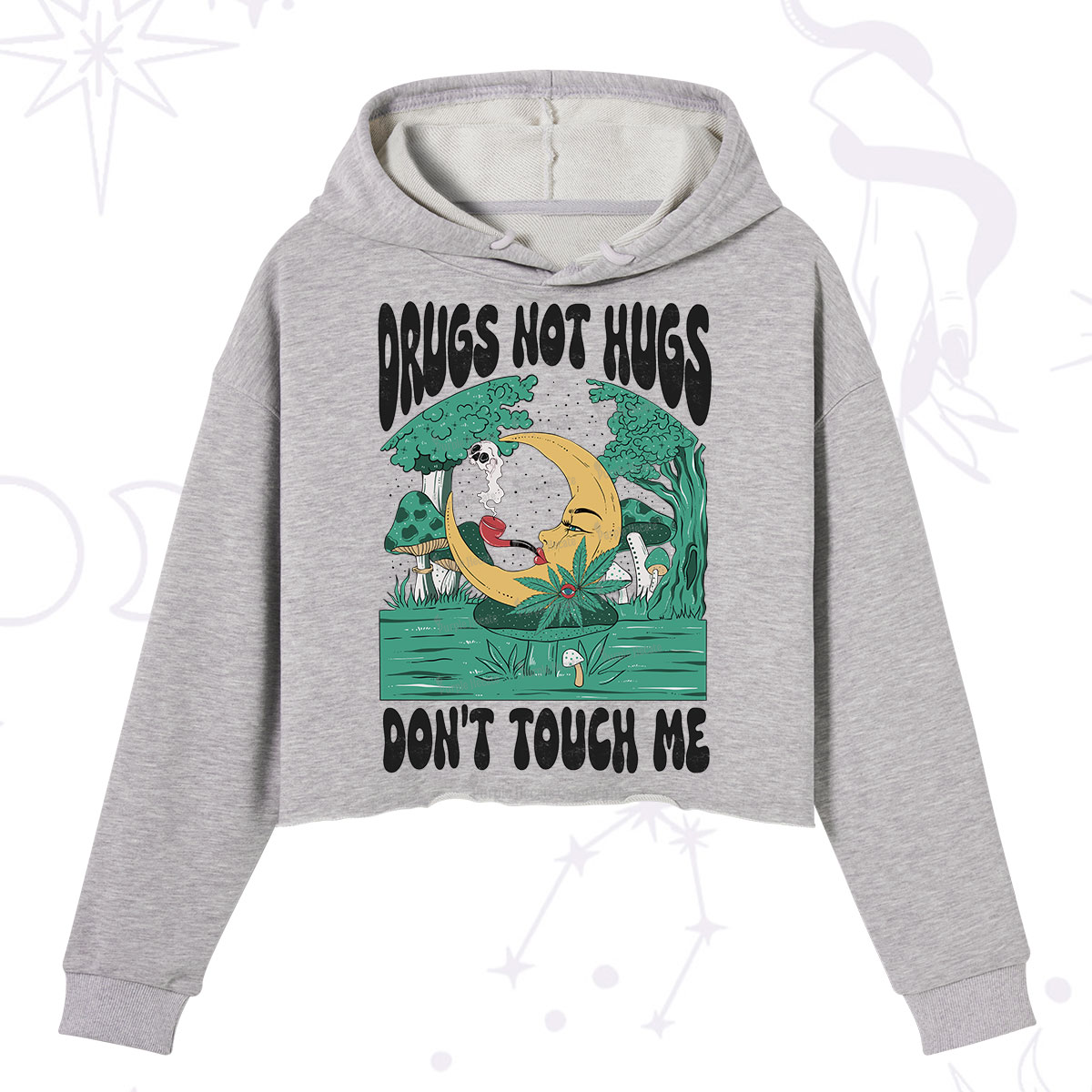 Purplehecate Drugs Not Hugs Don't Touch Me Crop Hoodie