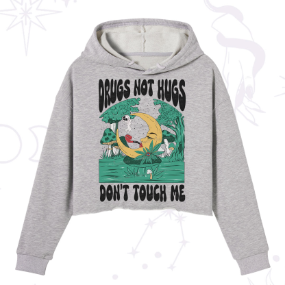 Purplehecate Drugs Not Hugs Don't Touch Me Crop Hoodie