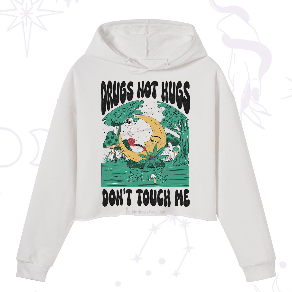 Purplehecate Drugs Not Hugs Don't Touch Me Crop Hoodie