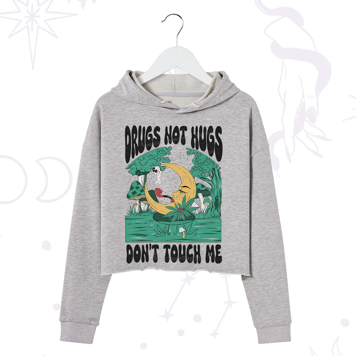 Purplehecate Drugs Not Hugs Don't Touch Me Crop Hoodie