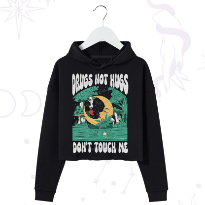 Purplehecate Drugs Not Hugs Don't Touch Me Crop Hoodie