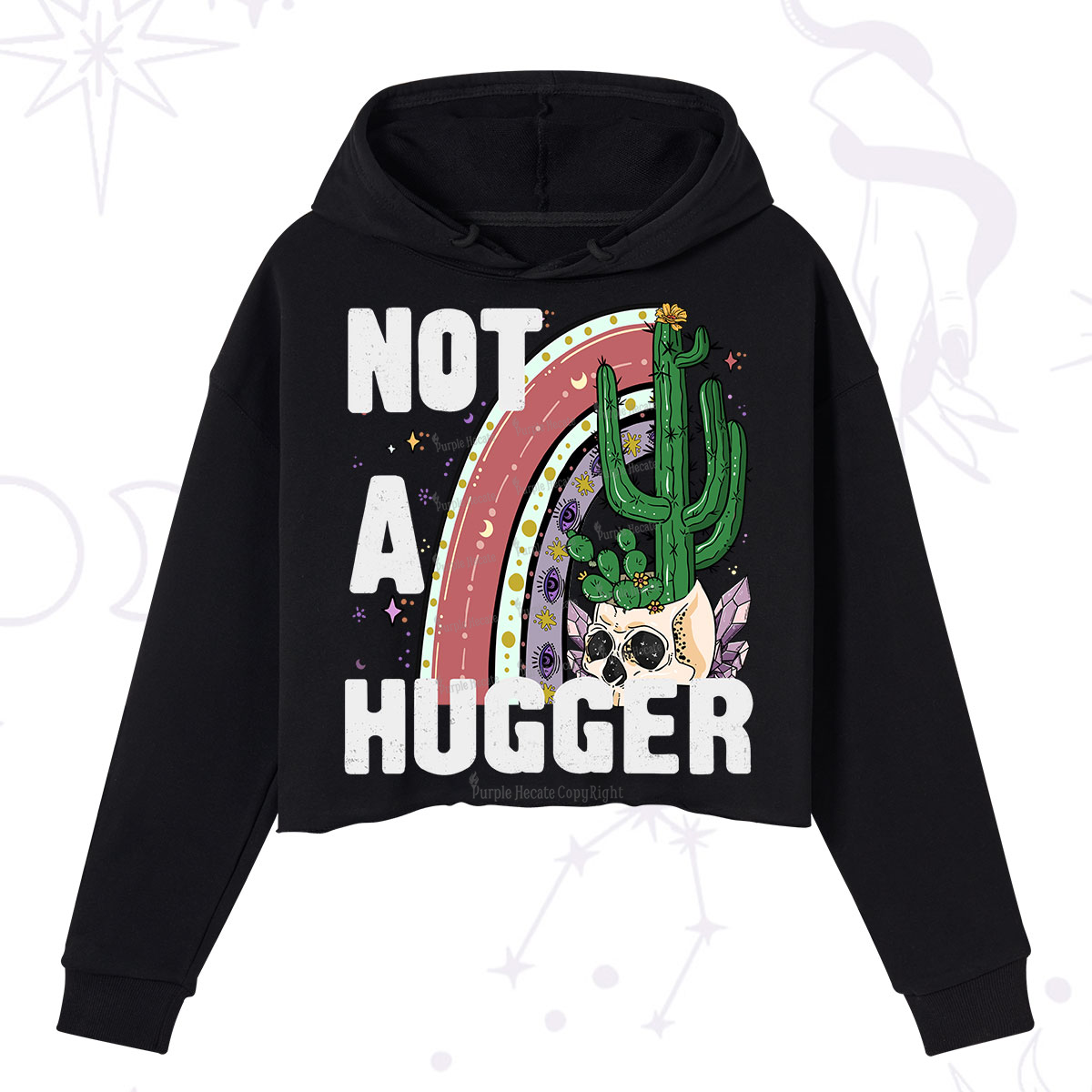 Purplehecate Not A Hugger Crop Hoodie