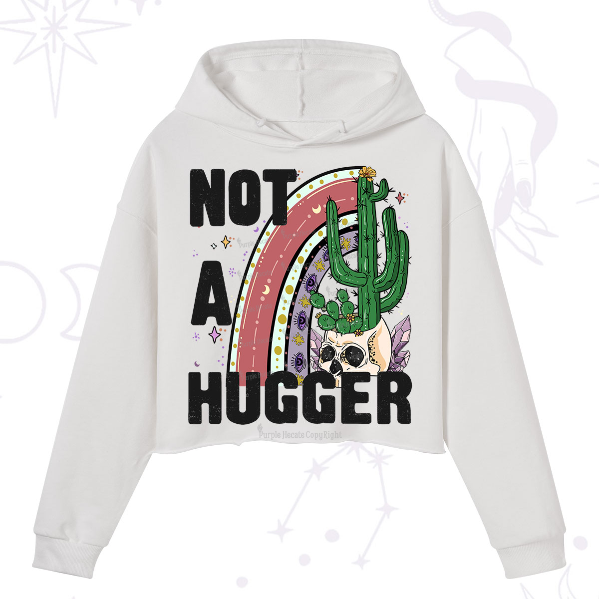 Purplehecate Not A Hugger Crop Hoodie