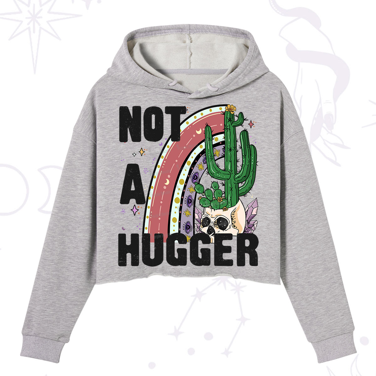 Purplehecate Not A Hugger Crop Hoodie