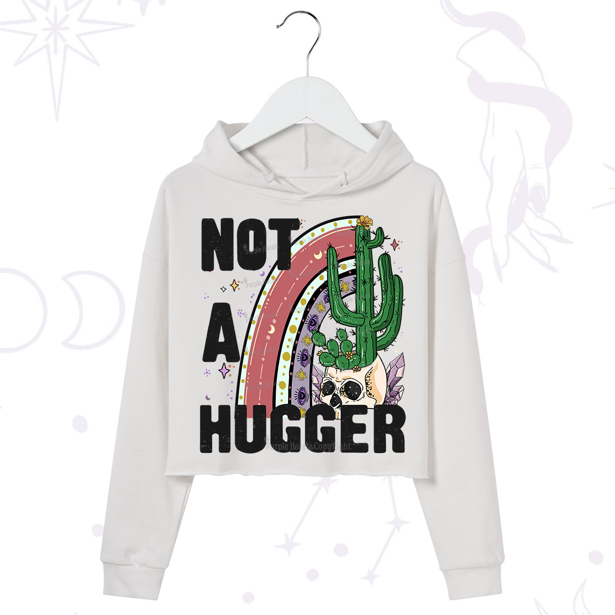 Purplehecate Not A Hugger Crop Hoodie