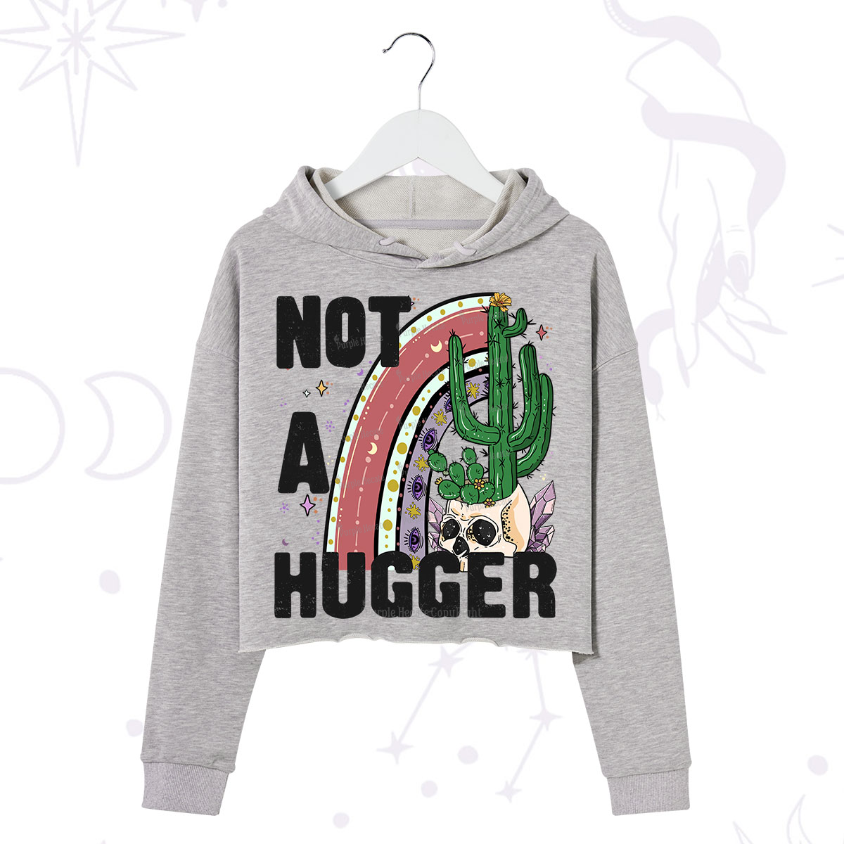 Purplehecate Not A Hugger Crop Hoodie
