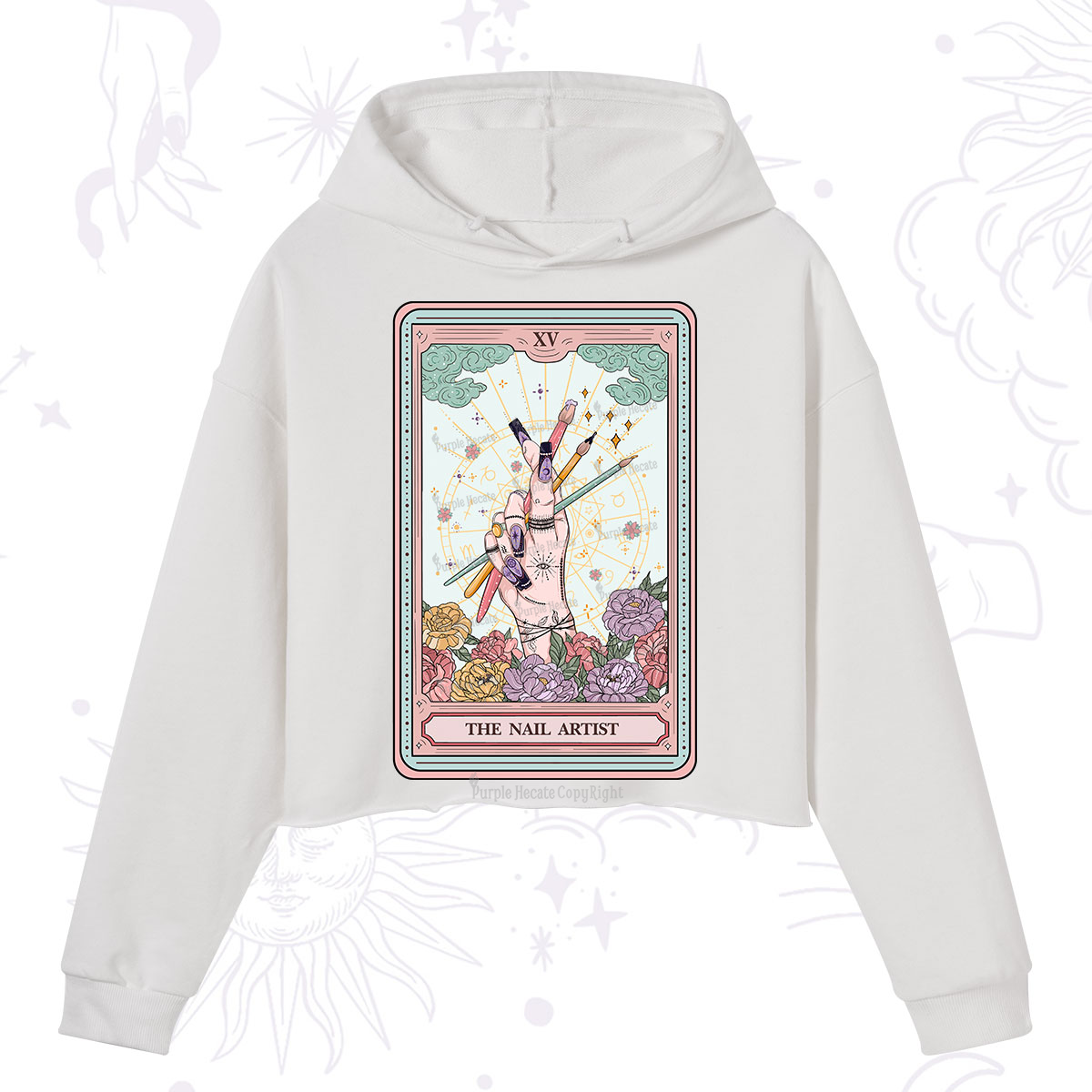 Purplehecate The Enchanted Nail Artist Tarot Card Crop Hoodie