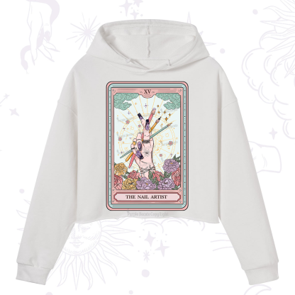 Purplehecate The Enchanted Nail Artist Tarot Card Crop Hoodie