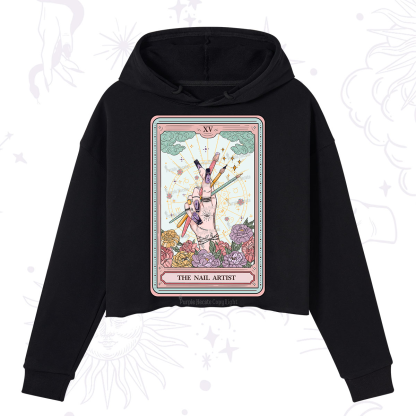 Purplehecate The Enchanted Nail Artist Tarot Card Crop Hoodie