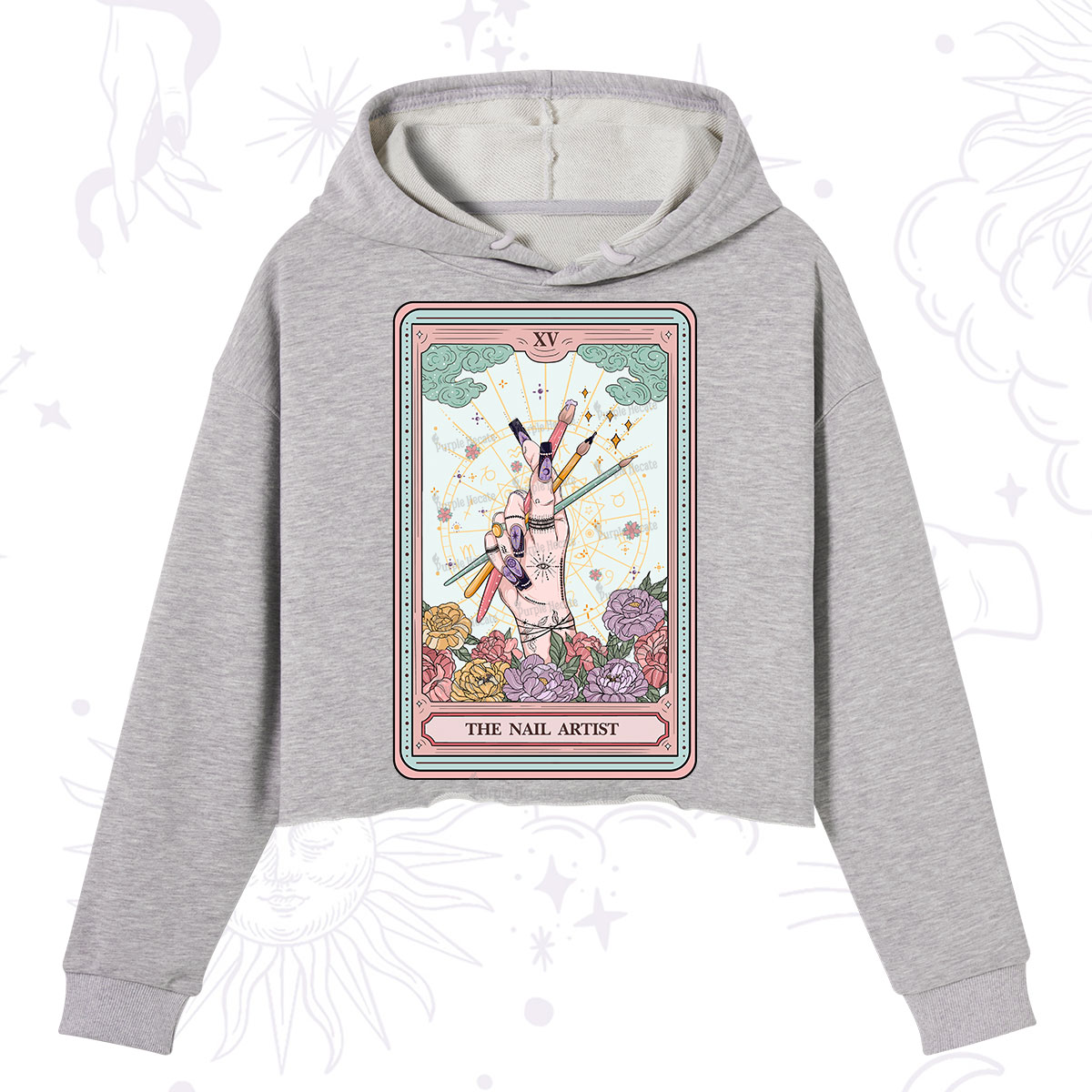 Purplehecate The Enchanted Nail Artist Tarot Card Crop Hoodie