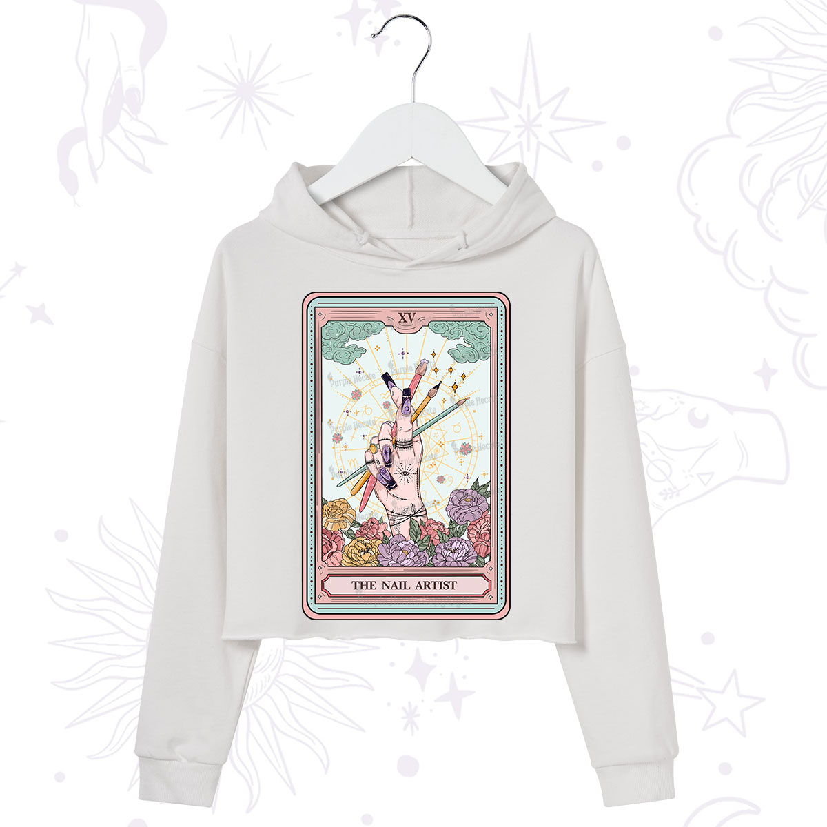 Purplehecate The Enchanted Nail Artist Tarot Card Crop Hoodie