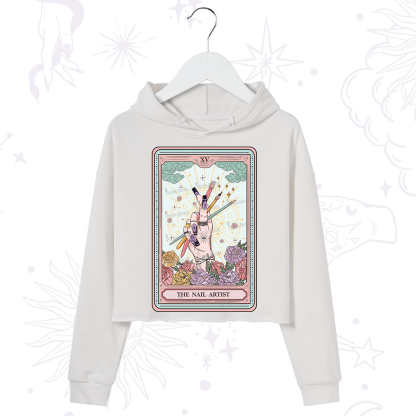 Purplehecate The Enchanted Nail Artist Tarot Card Crop Hoodie