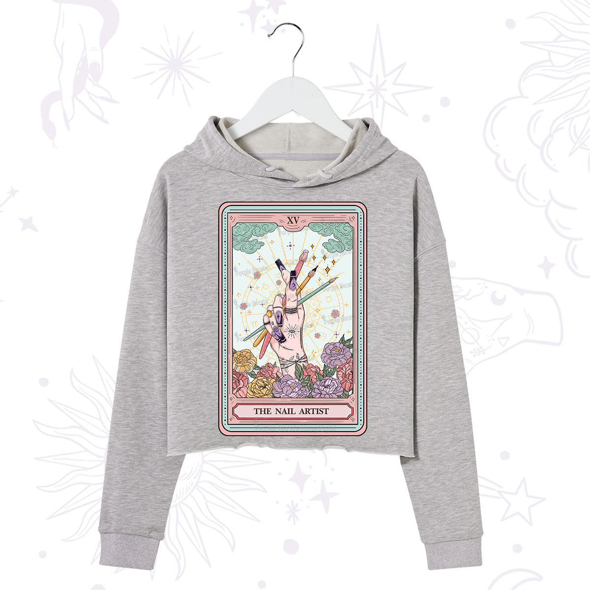 Purplehecate The Enchanted Nail Artist Tarot Card Crop Hoodie