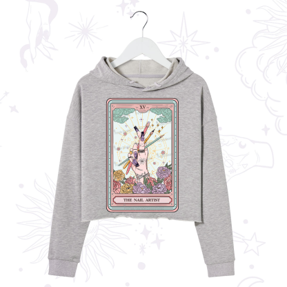 Purplehecate The Enchanted Nail Artist Tarot Card Crop Hoodie