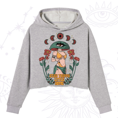 Purplehecate Stay Trippy Little Hippie Crop Hoodie