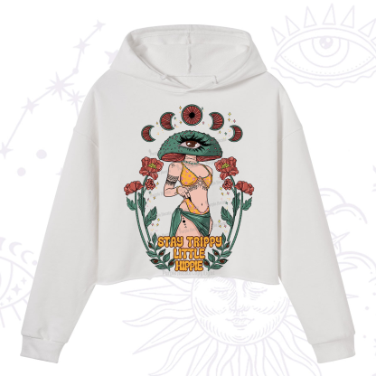 Purplehecate Stay Trippy Little Hippie Crop Hoodie
