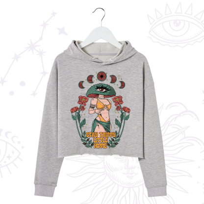 Purplehecate Stay Trippy Little Hippie Crop Hoodie
