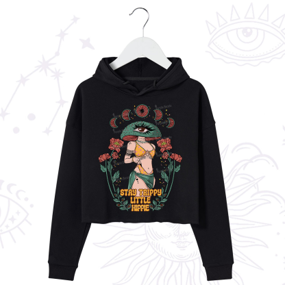Purplehecate Stay Trippy Little Hippie Crop Hoodie