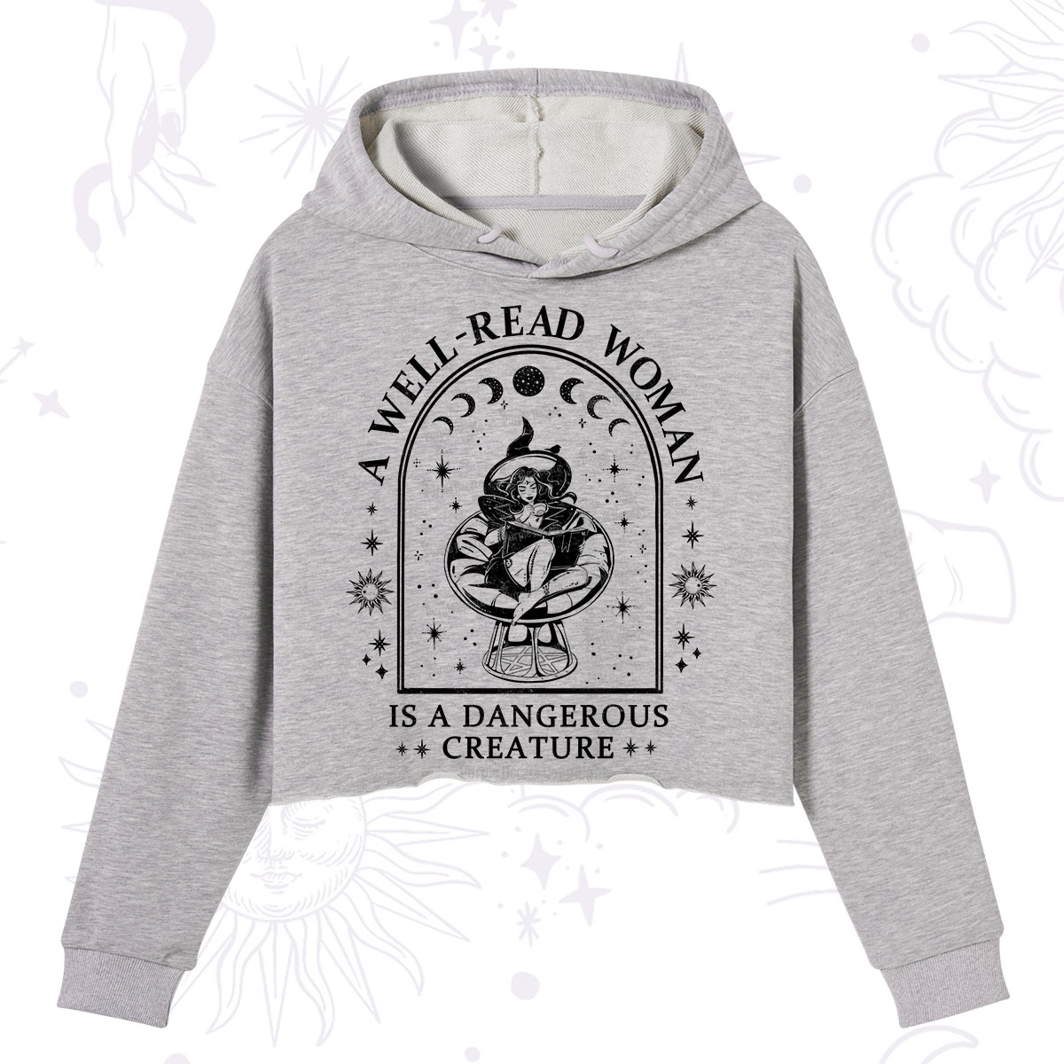 Purplehecate A Well Read Woman Bookish Crop Hoodie