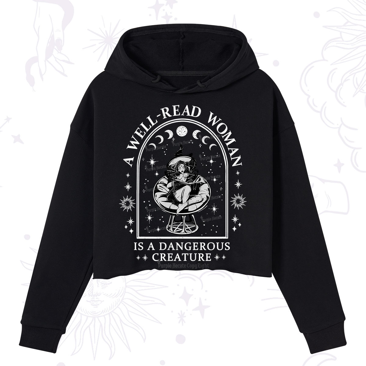 Purplehecate A Well Read Woman Bookish Crop Hoodie