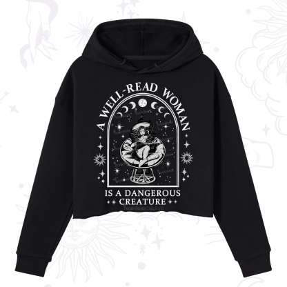 Purplehecate A Well Read Woman Bookish Crop Hoodie