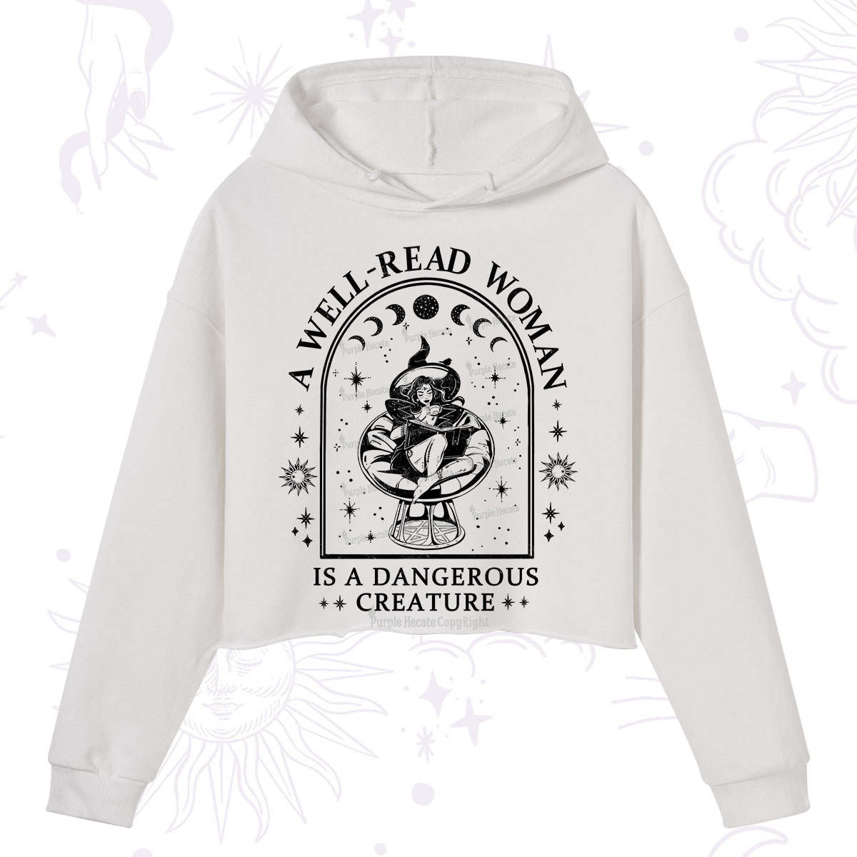 Purplehecate A Well Read Woman Bookish Crop Hoodie