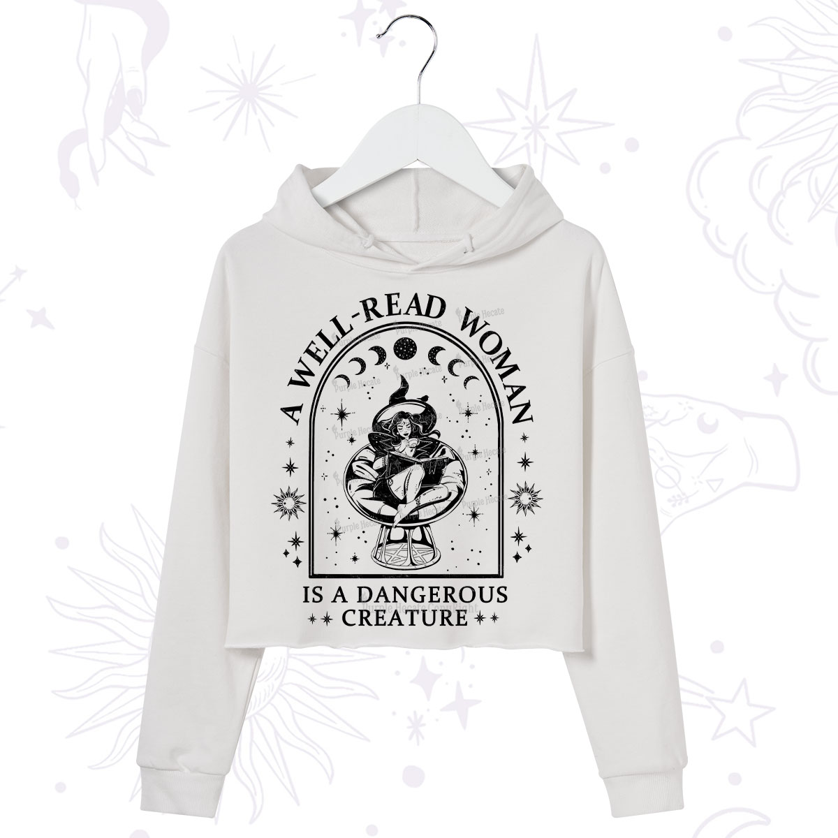 Purplehecate A Well Read Woman Bookish Crop Hoodie