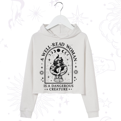 Purplehecate A Well Read Woman Bookish Crop Hoodie