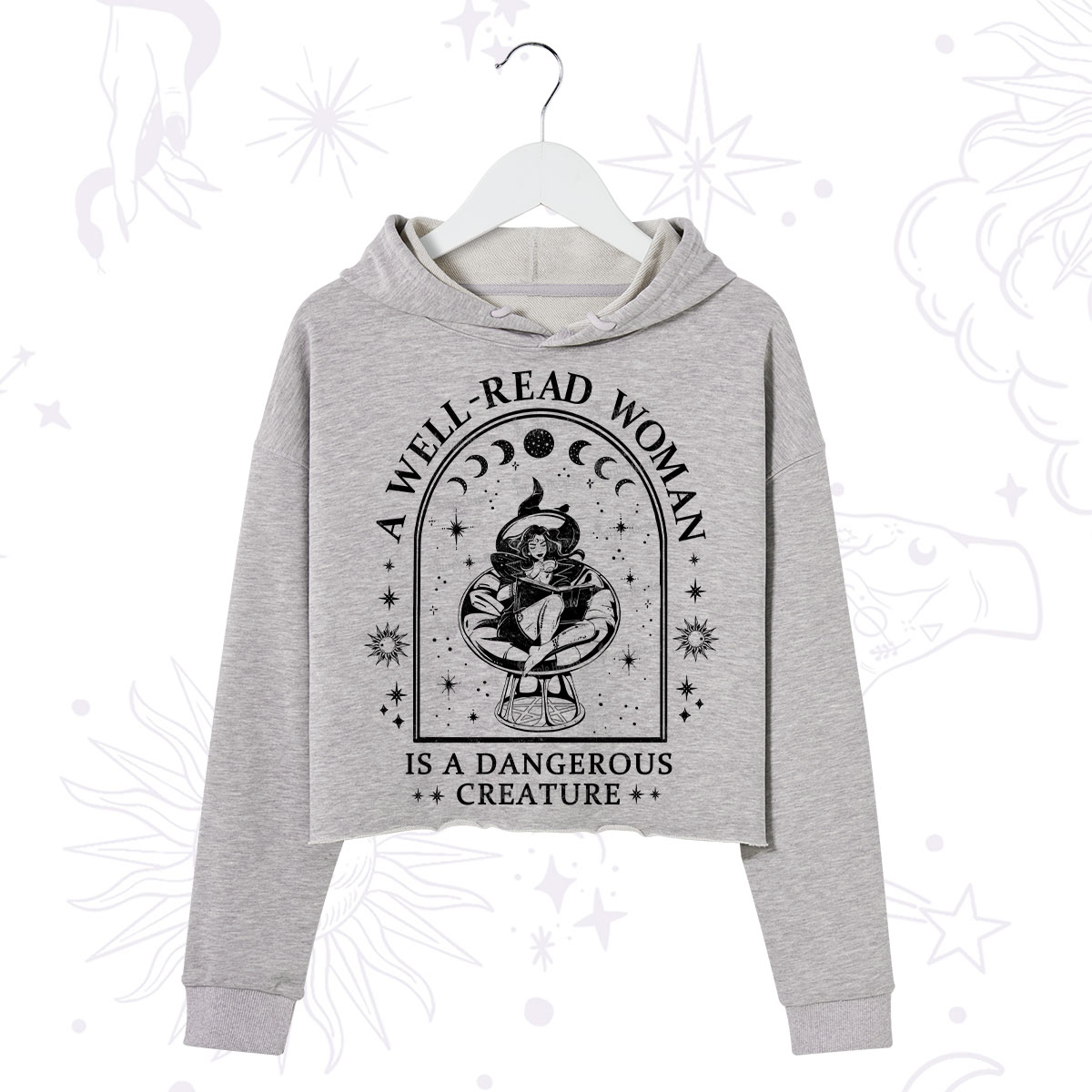 Purplehecate A Well Read Woman Bookish Crop Hoodie