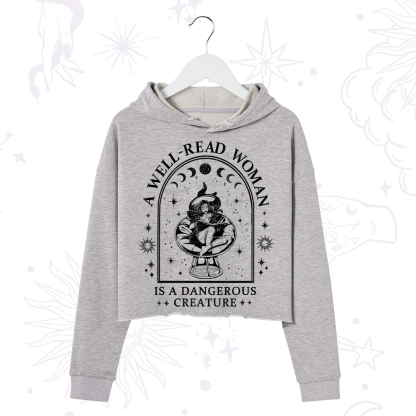 Purplehecate A Well Read Woman Bookish Crop Hoodie