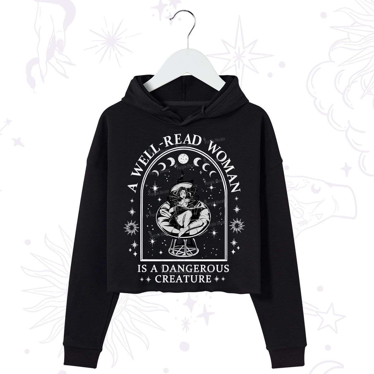 Purplehecate A Well Read Woman Bookish Crop Hoodie