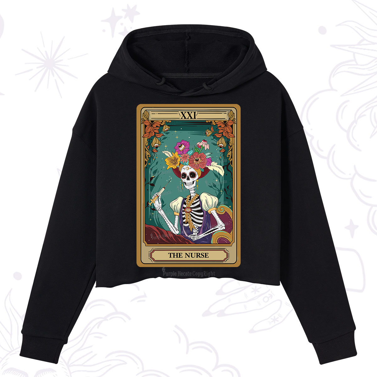 Purplehecate The Nurse Funny Tarot Card Crop Hoodie