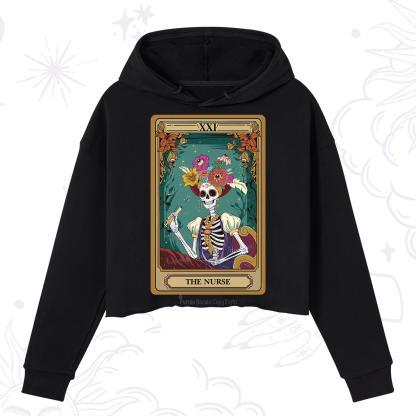 Purplehecate The Nurse Funny Tarot Card Crop Hoodie