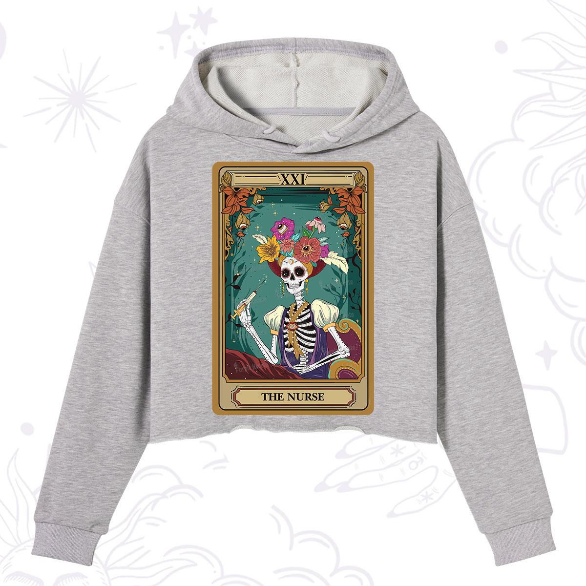 Purplehecate The Nurse Funny Tarot Card Crop Hoodie
