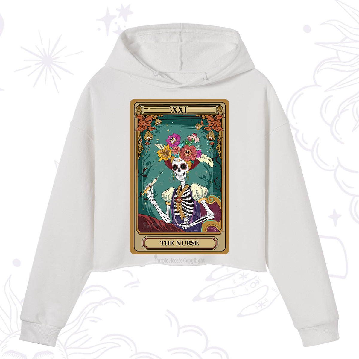 Purplehecate The Nurse Funny Tarot Card Crop Hoodie