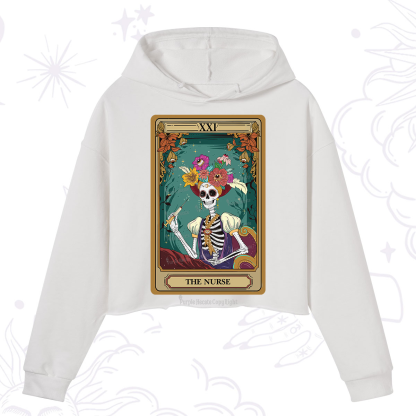 Purplehecate The Nurse Funny Tarot Card Crop Hoodie