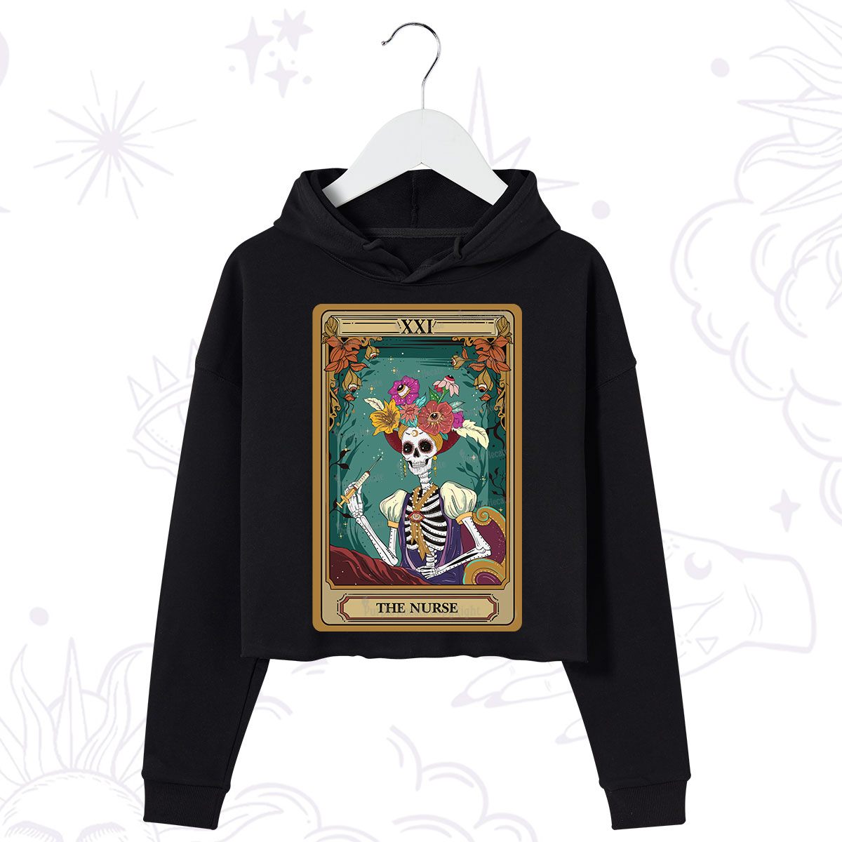 Purplehecate The Nurse Funny Tarot Card Crop Hoodie