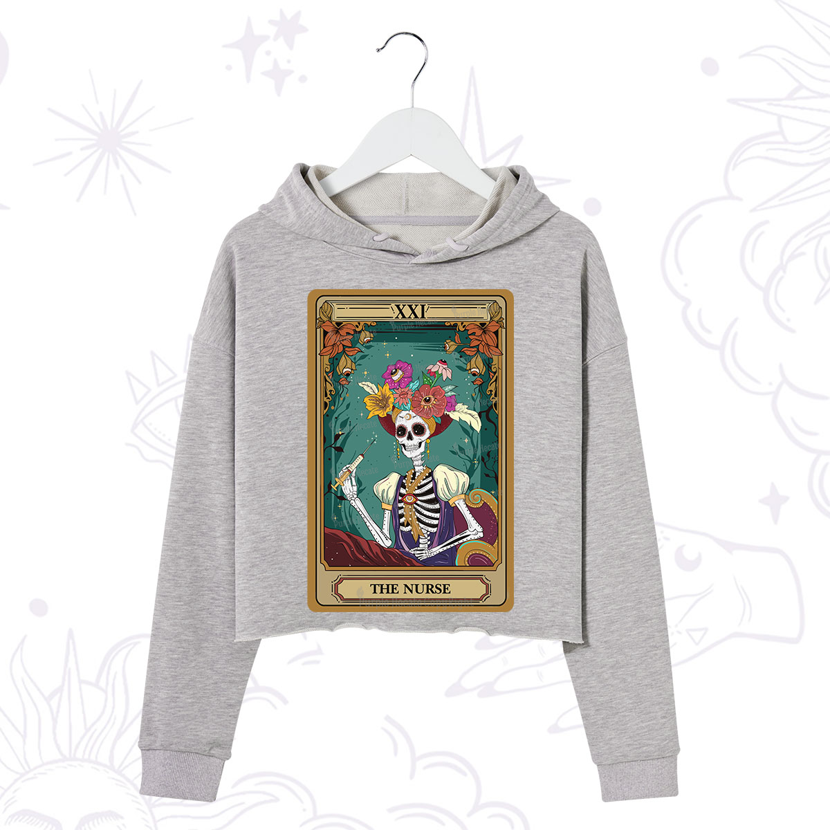 Purplehecate The Nurse Funny Tarot Card Crop Hoodie