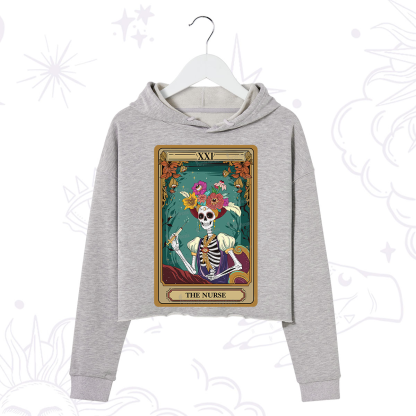 Purplehecate The Nurse Funny Tarot Card Crop Hoodie