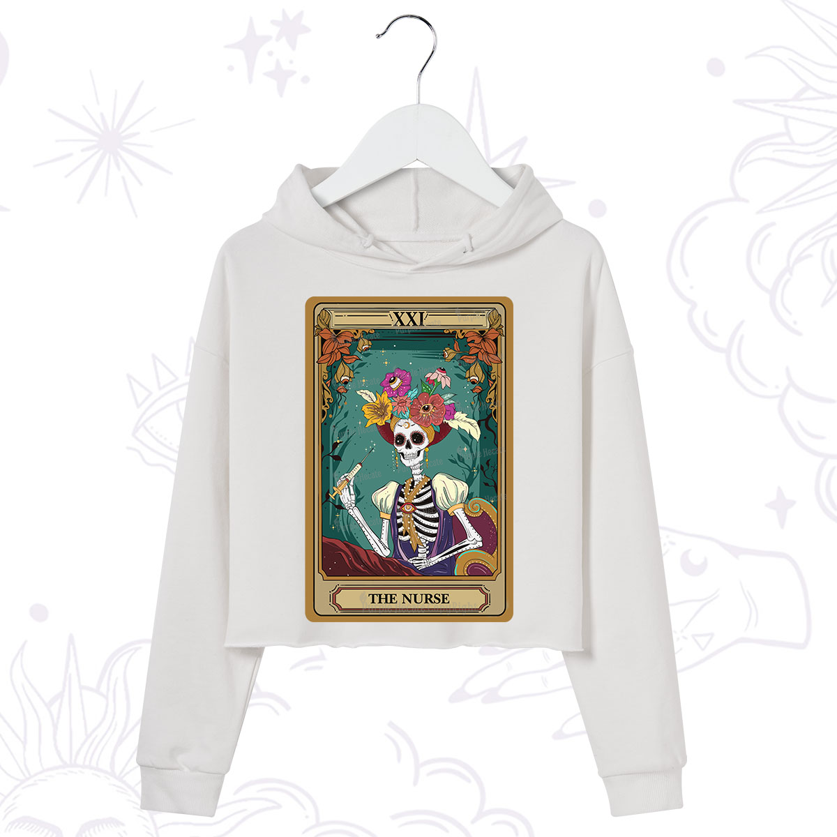 Purplehecate The Nurse Funny Tarot Card Crop Hoodie